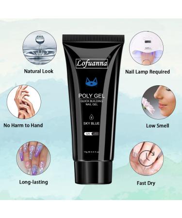 Lofuanna Poly Nail Set - 15ml x 2 | Gel Nail Extension Kit for Technicians & DIY | Blue Acrylic Nail Gel for Quick Building - Buy Online on GoSupps.com