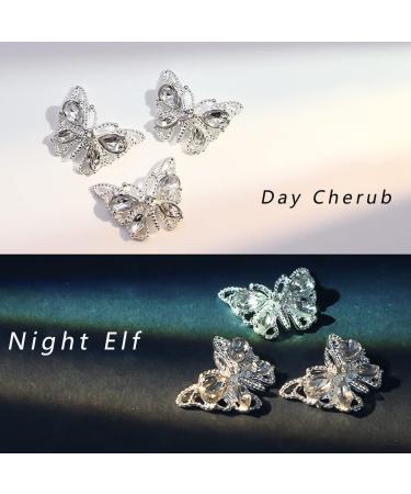 14Pcs Shiny Alloy Butterfly Nail Charms - 3D Butterflies Rhinestones for Women's DIY Manicure - Buy Online on GoSupps.com