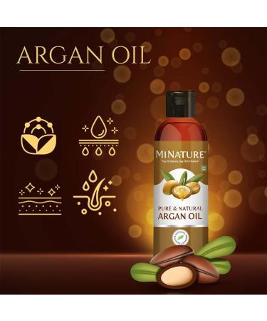 mi nature Argan Oil | No Mineral Oil & Silicones | Light & Non-Sticky Oil | For Dry Hair & Skin | Frizz-free | No artificial colours flavor additives or preservatives | Vegan | 100ml (3.38 fl oz) - Buy Online on GoSupps.com