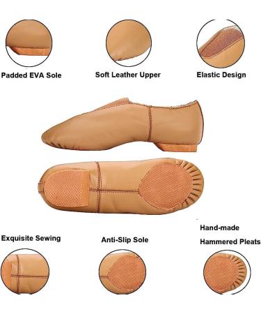 MSMAX Unisex Slip on Jazz Shoes - Ballet Dancing Flats for Boys and Girls - Size 8 Toddler - Brown - Buy Online on GoSupps.com