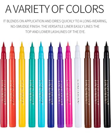 Beliky Girl 12 Colors Eyeliner Set Multicolor Waterproof Quick Dry Makeup Long Lasting Eyeliner Eyes Cosmetics Pen Colorful Matte Liquid Eyeliner Pencil - Buy Online on GoSupps.com