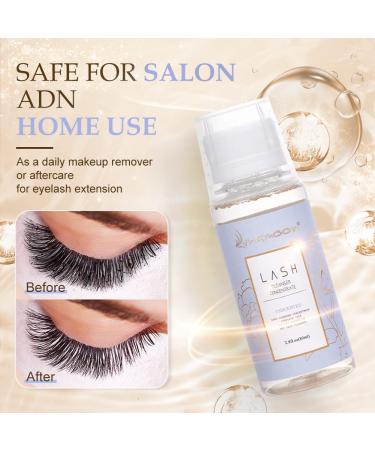 Lunamoon Eyelash Shampoo Concentrate 80ml - Gentle Foam Cleaner for Eyelash Extensions | Includes 120ml Empty Bottles & 4 Cleaning Brushes (Unscented) - Buy Online on GoSupps.com