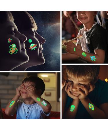 40 Sheets Luminous Temporary Tattoos for Kids - Waterproof Glow In The Dark Stickers with Unicorn, Mermaid, Dinosaur, Animal Designs - Perfect for Boys and Girls Birthday Party Supplies - Buy Online on GoSupps.com