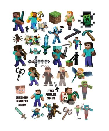 Minecraft Temporary Tattoo for Kids - 8 Sheets | MC Game Birthday Party Supplies & Favors for Boys and Girls - Buy Online on GoSupps.com