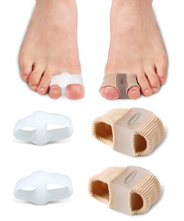 4Pcs BLATOWN Toe Separators Bunion Corrector for Women Men Gel Big Toe Spacers with 2 Loops for Feet Hammer Toe Straightener Elasticity and Soft (2Nylon+2Gel)