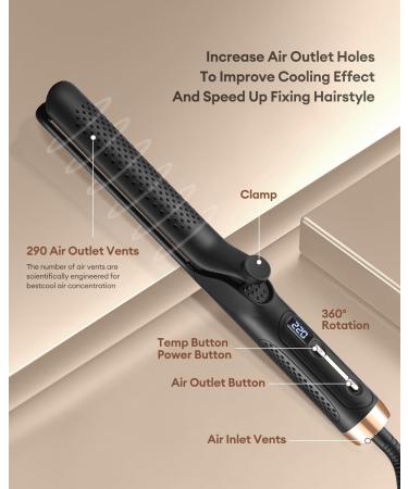 360 Airflow Styler - Professional 2-in-1 Curling Iron & Straightener | Ionic Titanium Flat Iron with Auto Shut Off & 5 Temp Settings Perfect for International Shipping - Buy Online on GoSupps.com