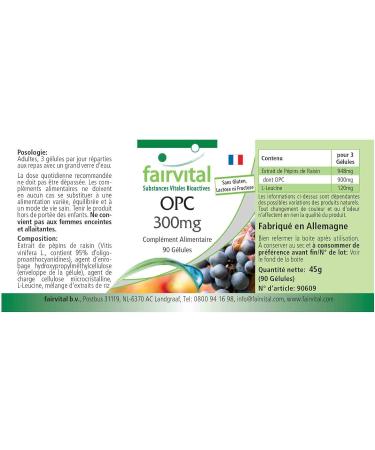 Fairvital OPC 300mg Vegan Capsules - High Dosage - 90 Count Oligomeric Proanthocyanidins - Buy Online on GoSupps.com