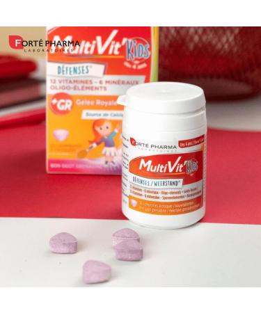 Fort Pharma - Multivit Kids | Food Supplement Form - Tonus - Ages 5+ - 12 Vitamins 7 Minerals - Royal Jelly Calcium Vitamin C | 60 Chewable Tablets - Buy Online on GoSupps.com