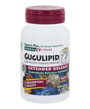 Nature's Plus Herbal Actives Gugulipid Extended Release 1000 mg 30 Vegetarian Tablets