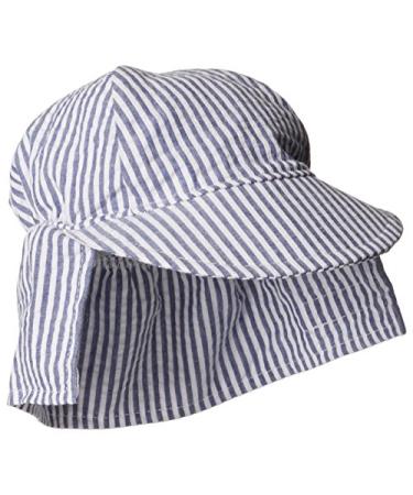 Flap Happy Unisex Baby Upf 50 Plus Original Flap Hat 6-12 Months Chambray Stripe Seersucker