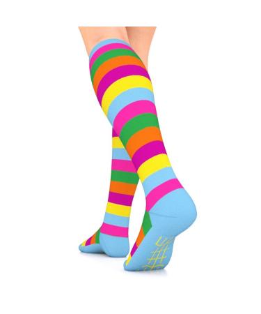 Go2 Compression Socks for Men and Women Nurses Runners Medium Compression Socks Stripe 16-22 Mmhg S