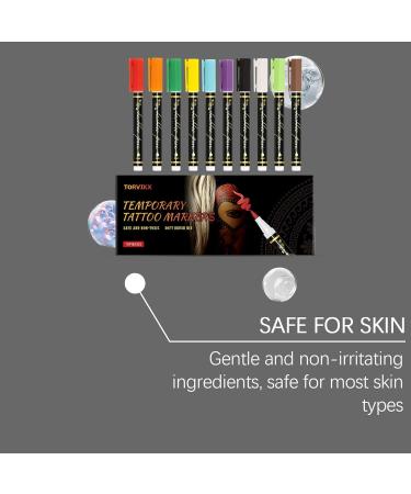  BommFu Skin Pencil 10 Colors Erasable Face Skin Marker for Kids Adults Birthday Party Cosplay Festival Makeup Role Play Event - Buy Online on GoSupps.com