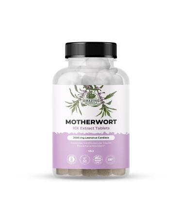 Amazing Botanicals Motherwort 10X Extract Tablets 2,000 mg - High Potency Herbal Supplement for Wellness and Vitality - 30 Tablets