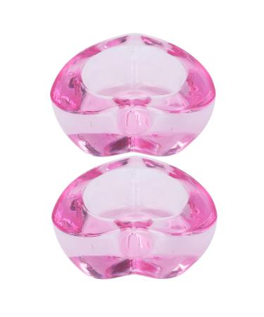 Pink Heart Shaped Glass Nail Tool 2 Pcs Nail Crystal Mug with High Transparency Thickened Dappen Dish Multipurpose Bowl for Nail Art Use