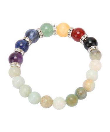 Chakra Bracelet with 7 Healing Stones Stress Relief Meditation Yoga Aromatherapy Elastic Band Hand Polished (Type 3)