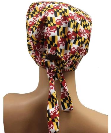 Maryland Flag Surgical Cap | Adjustable Sweatband Head Cover | Unisex Nylon Tie Back Cap by Route One Apparel - Buy Online on GoSupps.com
