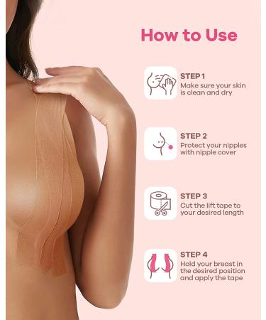 Breast Lift Tape for A-E Cup | Waterproof & Sweatproof | Push Up & Breathable | Includes Silicone Covers - Buy Online on GoSupps.com