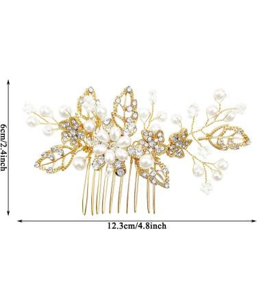 Gold Crystal Bridal Wedding Hair Comb - Sparkly Pearl Rhinestone Hair Accessory - Buy Online on GoSupps.com