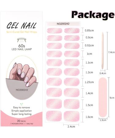 Nail Wraps Semi Cured Gel Nails Strips Glitter Gradient Soft Self-Adhesive 20 Stickers Cat Eye Pink Gel Nail Stickers Salon-Quality UV/LED Lamp Required (242-Glitter Pink) - Buy Online on GoSupps.com