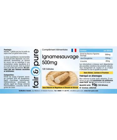 Fair & Pure - Wild Yam 500mg - standardized with 20% diosgenin - 120 capsules - highly dosed - Buy Online on GoSupps.com