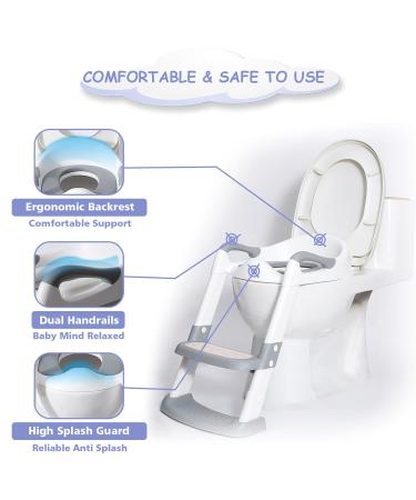 Potty Training Seat with Step Stool Ladder-Double Elite (Grey) - Comfortable Toilet Seat for Kids Boys Girls Toddlers - Foldable & Anti-Slip - Buy Online on GoSupps.com