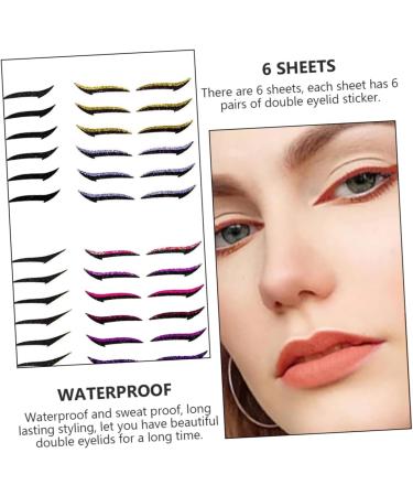 Beavorty 12 Pcs Eyeliner Eye Line Strip Eye Makeup Stickers Double Eyelid Strips Flash Beauty Products 1 count (Pack of 1) Assorted Colorx2pcs - Buy Online on GoSupps.com