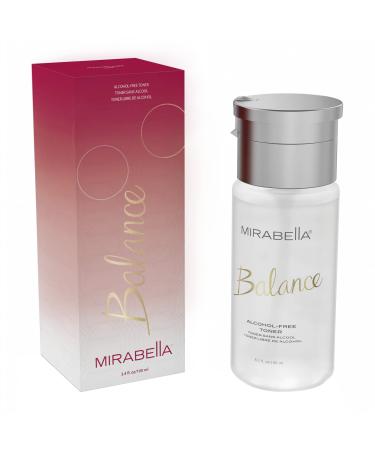 Mirabella Balance Toner for Face, Unscented Alcohol-Free Toner Offers Restorative Hydration & Cleansing for All Skin Types, Even Sensitive Skin, with Hyaluronic Acid, Glycerin, Aloe, & Witch Hazel