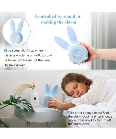 Yongyao Blue Rabbit Alarm Clock for Kids | Light & Wake Up Function | Bedside Lamp with 6 Sounds & Slumber Mode - Buy Online on GoSupps.com