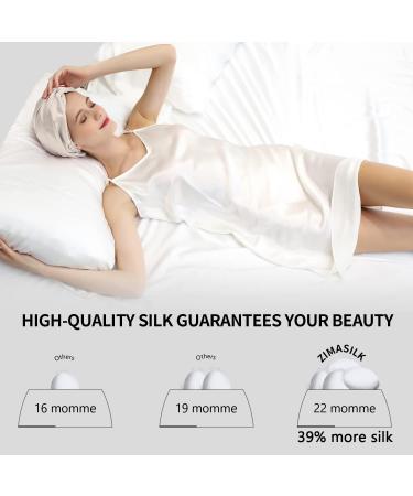 ZIMASILK 22 Momme 100% Mulberry Silk Sleep Cap for Women - Beige Silk Hair Wrap Bonnet - Buy Online on GoSupps.com