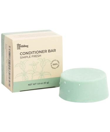 The Earthling Co. Conditioner Bar   Nourishing Plant Based Hair Conditioner for Men  Women and Kids - Vegan Formula for All Hair Types   Paraben  Silicone and Sulfate Free  Simple Fresh Scent  1.8 oz