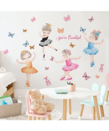 OOTSR Black Girl Inspirational Quote Butterfly Wall Decals Positive Decoration Girl Bedroom Art Inspirational Butterfly Stickers for Girls Nursery Home Room D cor (Ballerina Baby Girls Wall Stickers)