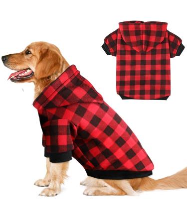 Blaoicni Plaid Dog Hoodie Sweatshirt Sweater for Medium Dogs Cat Puppy Clothes Coat Warm and Soft XL