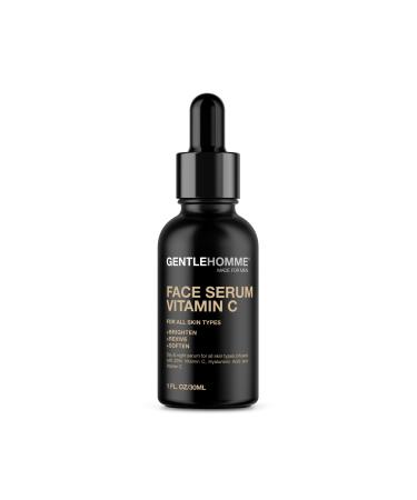 Gentlehomme Vitamin C Day & Night Facial Serum for Men with Hyaluronic Acid  & Vitamin E - Brighten  Revive & Soften Face - Mens Anti-Aging  Dark Circles Solution For All Skin Types - 1 Oz - Unscented