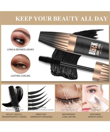 4D Silk Fiber Mascara & Liquid Eyeliner Set - Volumizing & Lengthening Waterproof Makeup for Thick, Natural-Looking Lashes - Black (0.04 oz) - Buy Online on GoSupps.com