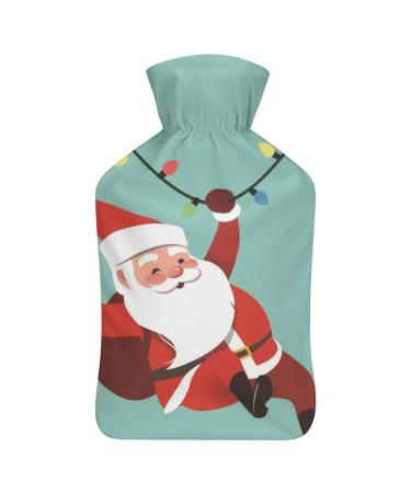 Heat bottle with lid Santa Claus Christmas rubber hot water sac for pain relief cramps foot warmer hot and cold therapy