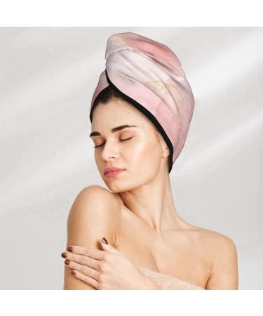 Hair Towel Wrap | Quick-Drying Pink Marble Towel Turban with Button for Effortless Hair Care - Buy Online on GoSupps.com