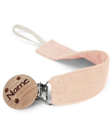 Smallerstork fabric pacifier band personalized with engraving name |Many colors |Baby pacifier chain as a gift for birth & baptism (pink)