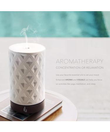 Earnest Living Oil Diffuser for Essential Oils - White Ceramic Large Room Aromatherapy 4 Timers 7 Night Lights Auto Shutoff 100ml - 2 Glossy Ceramic Pieces - Buy Online on GoSupps.com