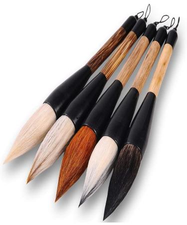 Hbasyp Chinese Calligraphy Brush Set - Large Brush (5-Pack) | Traditional Watercolor Sumi Drawing Brush - Buy Online on GoSupps.com