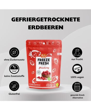  POL'S POL'S FREEZE FRESH Pack of 15 freeze-dried strawberries 100% whole strawberries no added sugar vegan lactose-free gluten-free 15 x 15 g - Buy Online on GoSupps.com