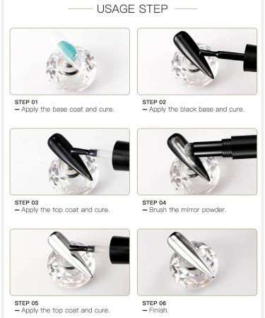 Chrome Nail Powder Set - Metallic Mirror Effect Holographic Iridescent Nail Pigment Glitter Art Decoration - 6 Jars Aurora Shell Chrome Powder - Buy Online on GoSupps.com