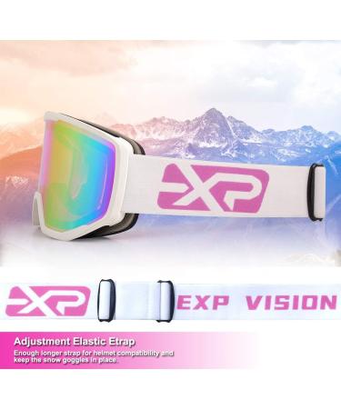 EXP VISION OTG Ski Goggles for Men Women | Anti Fog UV Protection | A-White Frame Pink - Buy Online on GoSupps.com
