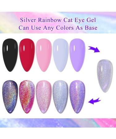 SUPWEE Rainbow Cat Eye Gel Polish 8 Colors Holographic Magnetic Gel Nail Polish 9D Cat Eye Glitter Sparkle Nail Gel Polish with Magnetic Stick Soak Off UV LED Varnish Gel Nail Art XCLSMY112 - Buy Online on GoSupps.com