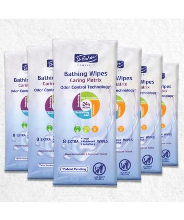 Dr. Fischer Large Hygienic Cleansing Body Wipes for Adults - No Rinse Disposable Bathing Wipes - No Water Shower and Bath (48 Large Wipes). Bath Wipes for Adults.