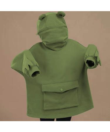 Attine Women's Frog Hoodie with Zipper Mouth and Front Pocket | Mint Green XL - Buy Online on GoSupps.com