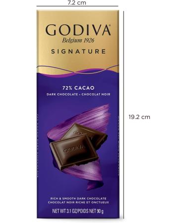 Godiva Chocolatier Signature 72% Dark Chocolate Bar - Rich & Smooth Dark Chocolate with 12 Chocolate Squares - Premium Chocolate - 90g - Buy Online on GoSupps.com
