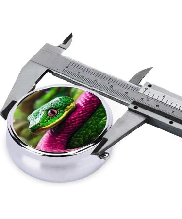 Green Snake Print Mini Pill Box - Portable 3 Compartment Medicine Storage | International Shipping Available - Buy Online on GoSupps.com