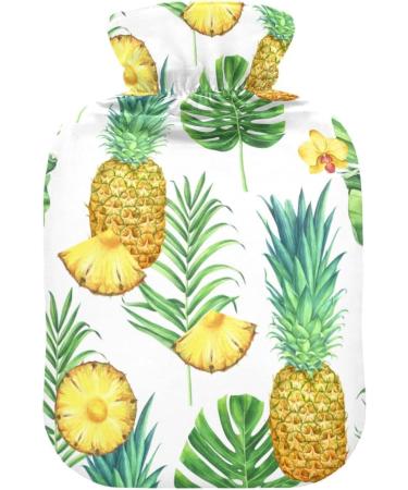 Naanle Pineapple Palm Leaf Hot Water Bottle - 1L Heat & Cold Therapy for Pain Relief | Transparent Design for Bed Hand & Foot Comfort - Buy Online on GoSupps.com