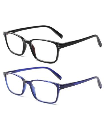 Cojwis reading glasses 2 pack blue light block glasses spring hinge anti -dizzy ladies and men light glasses (1schwarz1blau 3.00 multiplier_x) 1schwarz1blau 3.0 x