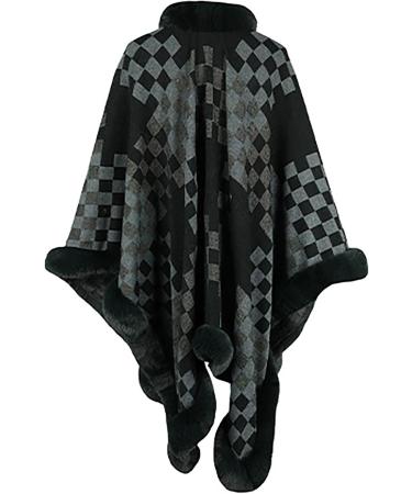 Yihaojia Shawl Wraps for Women Wedding/Casaul Dressy Faux Fur Trim Oversied Open Front Poncho Cape with Sleeve for Winter Green#59 One Size - Buy Online on GoSupps.com
